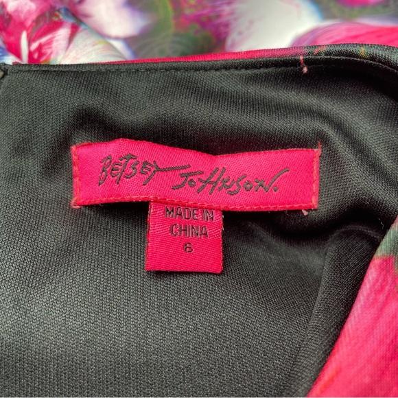 Betsey Johnson Floral Cap Sleeve Midi Pencil Dress Multicolor 6 Colorful Office - Picture 4 of 9